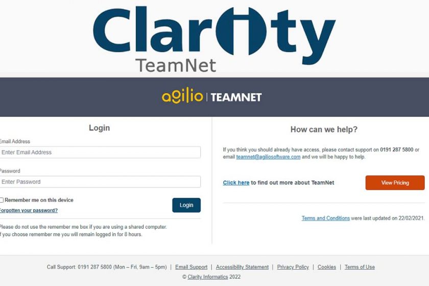 Clarity Teamnet Login at teamnet.clarity.co.uk